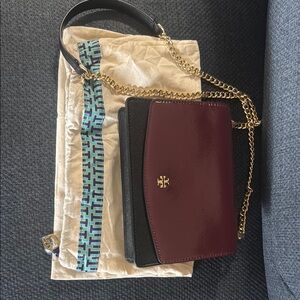 Tory Burch Red and Black Crossbody Bag with Elegant Design